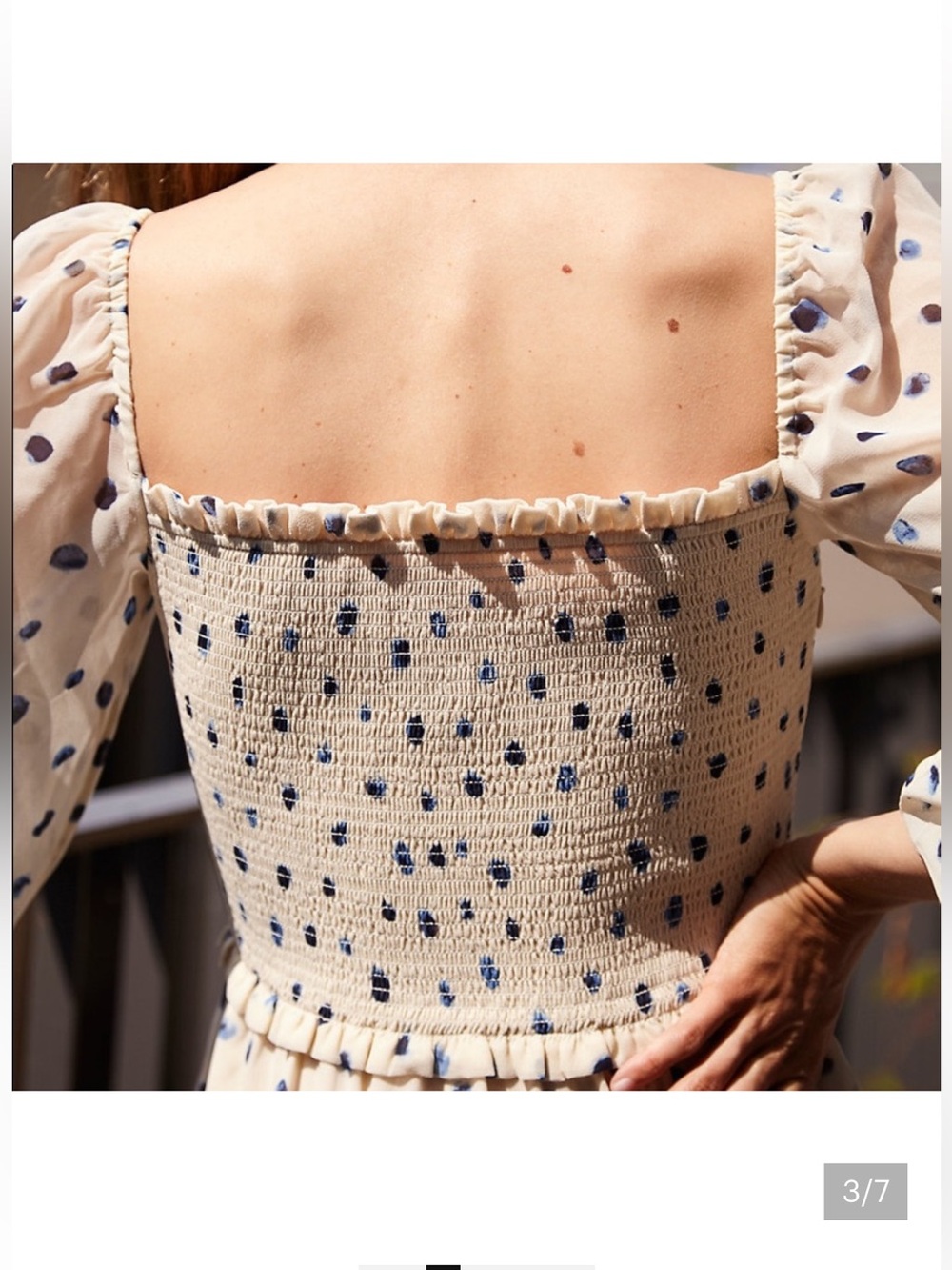 Wilfred Cream Mini Dress with Blue Dot Print - Picture 3 of 6